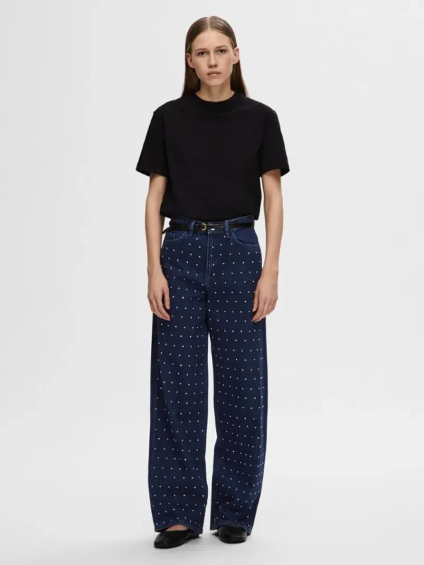 Jeans>SELECTED RHINSTEN WIDE FIT JEANS Blue
