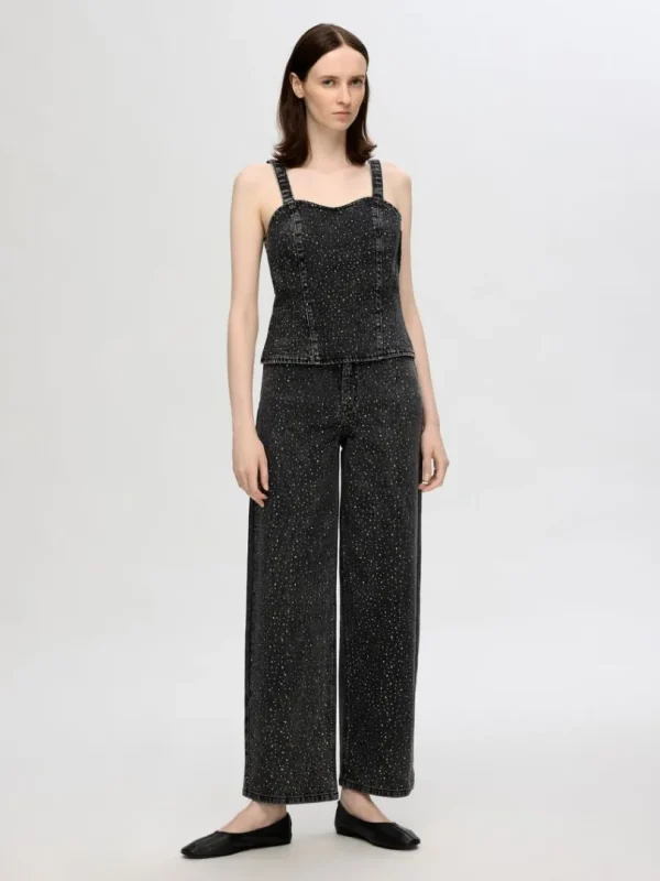 Jeans>SELECTED RHINSTEN WIDE FIT JEANS Black
