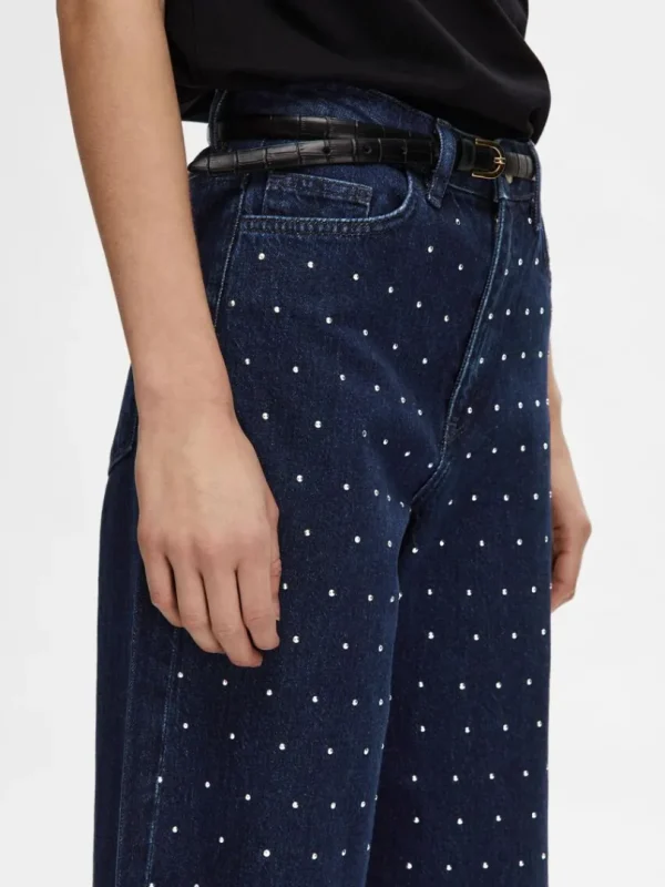 Jeans>SELECTED RHINSTEN WIDE FIT JEANS Blue