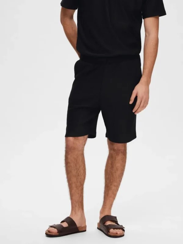 Shorts>SELECTED RIBBEDE SHORTS Black