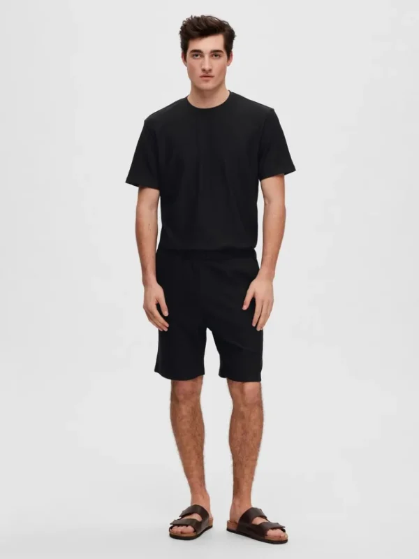 Shorts>SELECTED RIBBEDE SHORTS Black