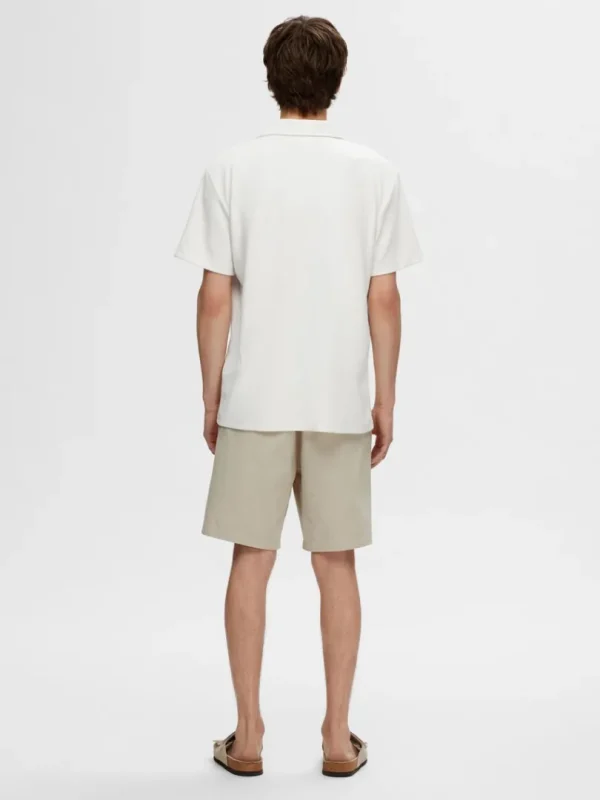 Skjorter>SELECTED RIBBET CUBAN-COLLAR KORTÆRMET SKJORTE White