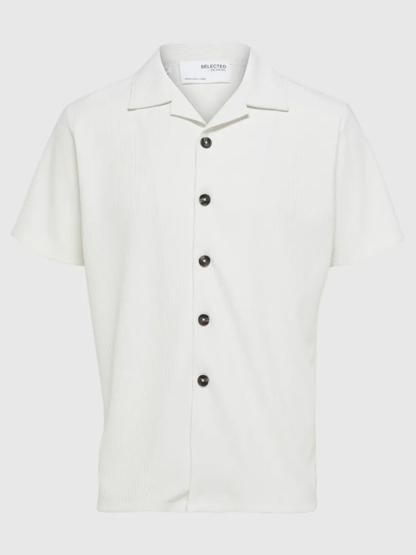 ribbet_cubancollar_kortrm_4.webp Skjorter>SELECTED RIBBET CUBAN-COLLAR KORTÆRMET SKJORTE White