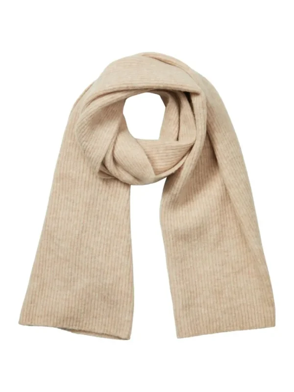Accessories>SELECTED RIBBET HALSTØRKLÆDE Beige