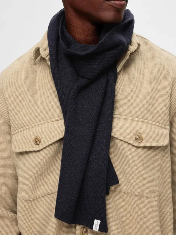 Accessories>SELECTED RIBBET HALSTØRKLÆDE Blue