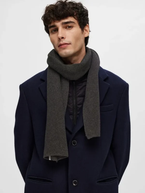 Accessories>SELECTED RIBBET HALSTØRKLÆDE Grey