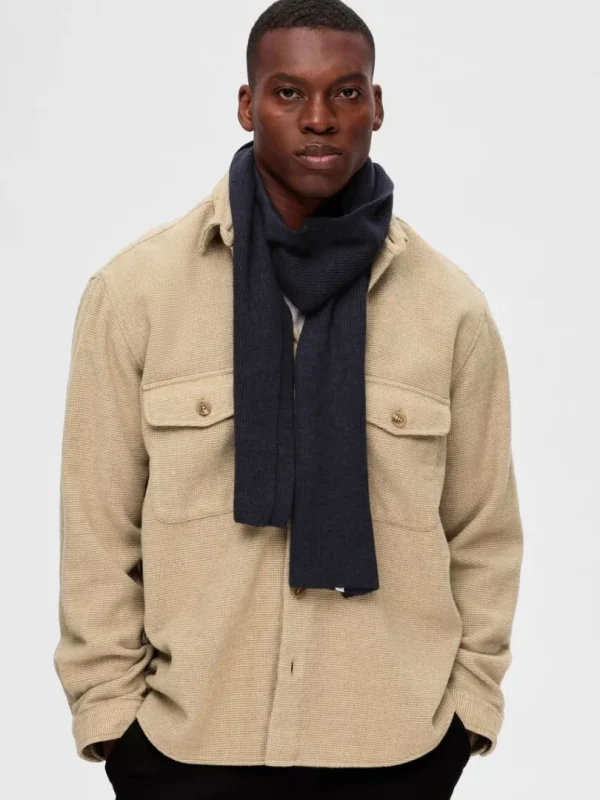 Accessories>SELECTED RIBBET HALSTØRKLÆDE Blue