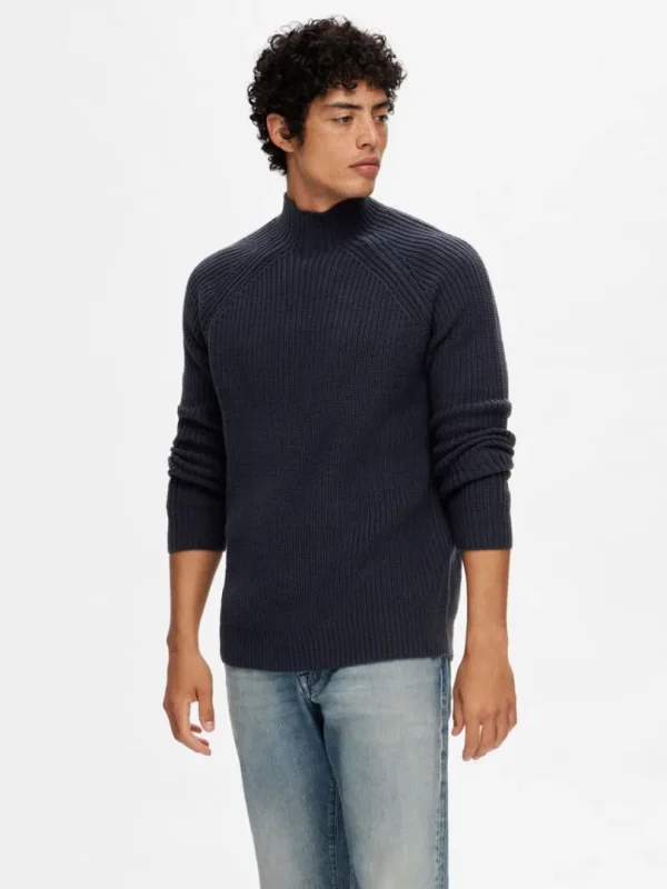 Strik>SELECTED RIBBET PULLOVER Blue