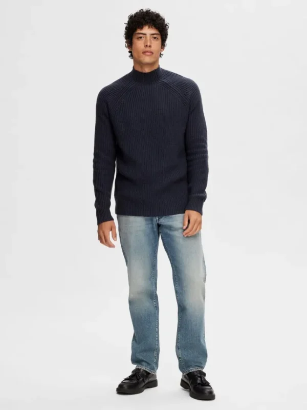 Strik>SELECTED RIBBET PULLOVER Blue