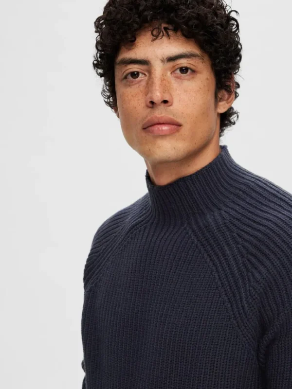 Strik>SELECTED RIBBET PULLOVER Blue
