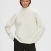 Strik>SELECTED RIBBET STRIKTRØJE Beige