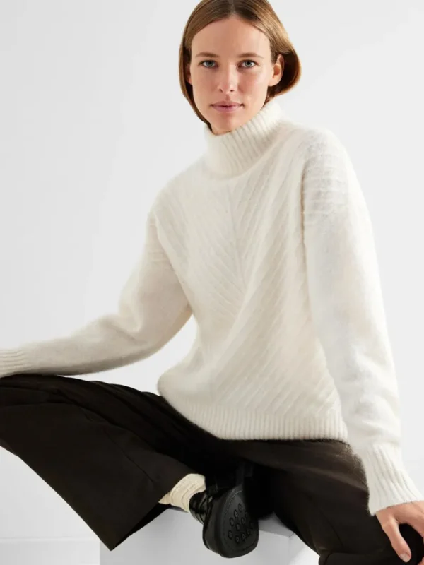 Strik>SELECTED RIBBET STRIKTRØJE Beige