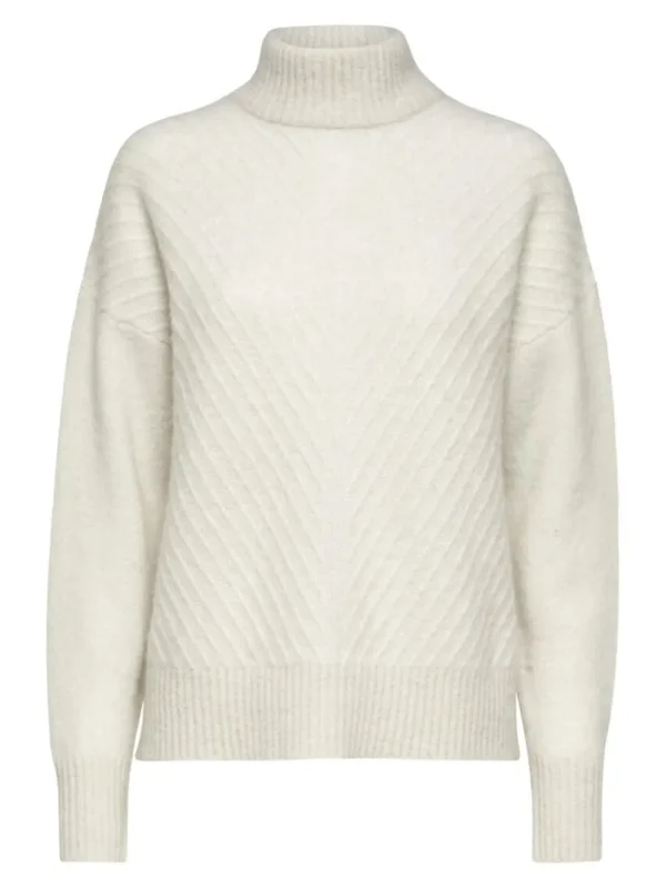 Strik>SELECTED RIBBET STRIKTRØJE Beige