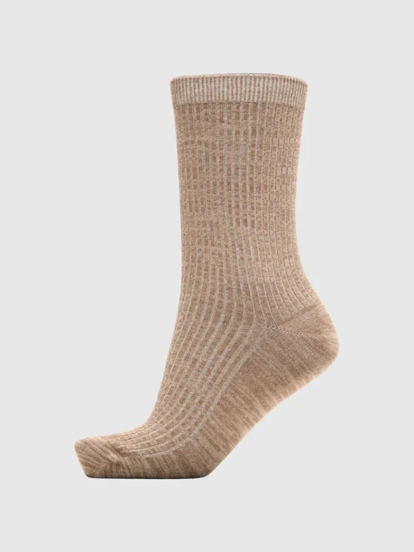 Accessories>SELECTED RIBBET STRØMPER Brown