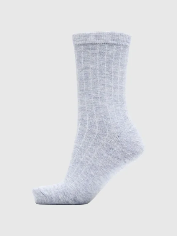 Accessories>SELECTED RIBBET STRØMPER Grey