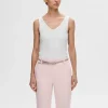 Toppe Og Bluser>SELECTED RIBBET TANKTOP White