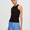 T-shirts | Toppe Og Bluser>SELECTED RIBBET TANKTOP Black