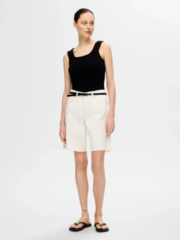 Toppe Og Bluser>SELECTED RIBBET TANKTOP Black