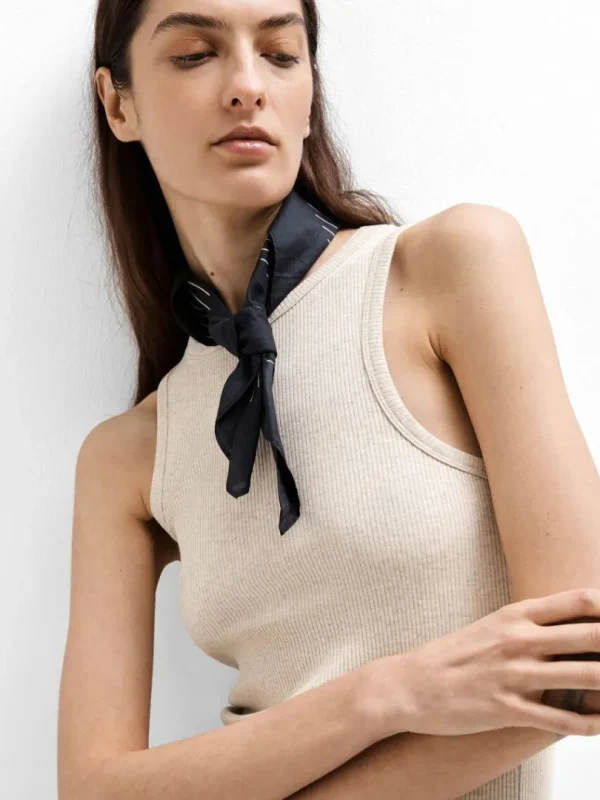 Toppe Og Bluser>SELECTED RIBBET TANKTOP Beige