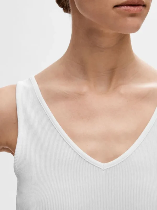 Toppe Og Bluser>SELECTED RIBBET TANKTOP White