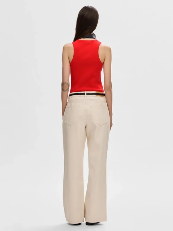 Toppe Og Bluser>SELECTED RIBBET TANKTOP Red
