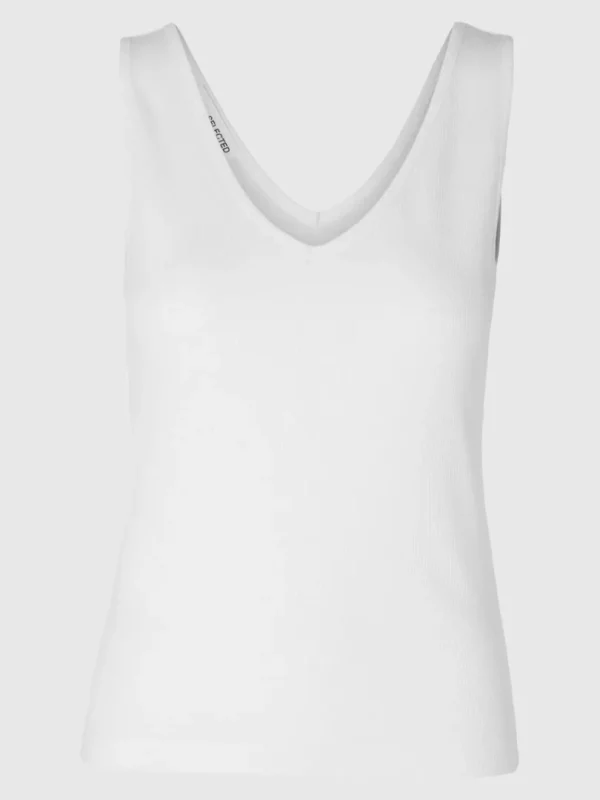 Toppe Og Bluser>SELECTED RIBBET TANKTOP White