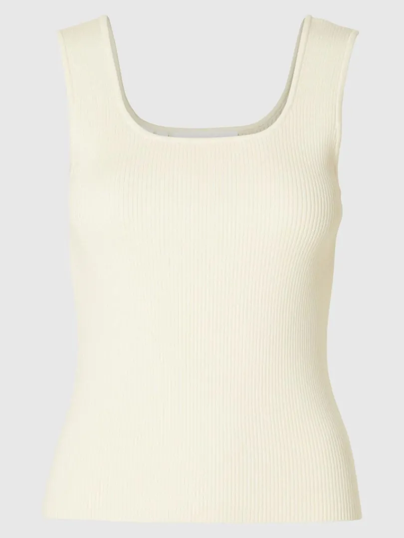 ribbet_tanktop_5-3.webp Toppe Og Bluser>SELECTED RIBBET TANKTOP Beige