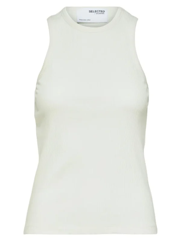 T-shirts | Toppe Og Bluser>SELECTED RIBBET TANKTOP White