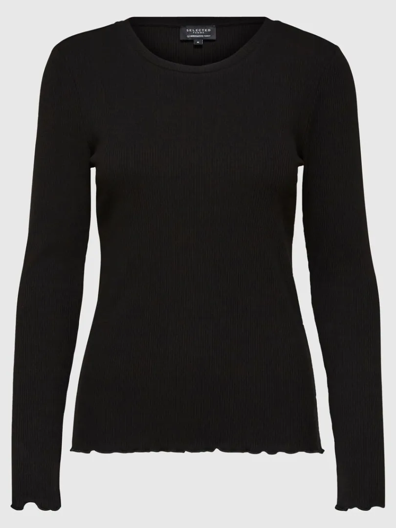 ribbet_top_med_lange_rmer_5-2.webp T-shirts>SELECTED RIBBET TOP MED LANGE ÆRMER Black