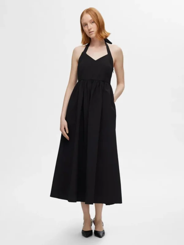 Kjoler>SELECTED ÆRMELØS HALTERNECK-KJOLE Black
