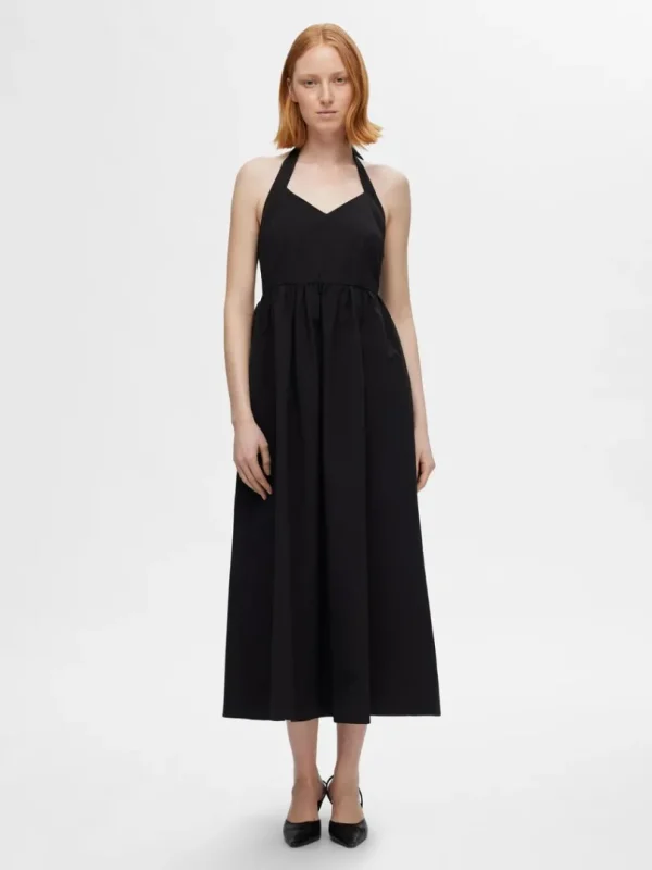 Kjoler>SELECTED ÆRMELØS HALTERNECK-KJOLE Black