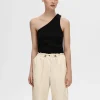 Toppe Og Bluser>SELECTED ÆRMELØS ONE-SHOULDER-TOP Black