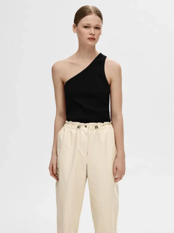 Toppe Og Bluser>SELECTED ÆRMELØS ONE-SHOULDER-TOP Black