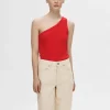 Toppe Og Bluser>SELECTED ÆRMELØS ONE-SHOULDER-TOP Red