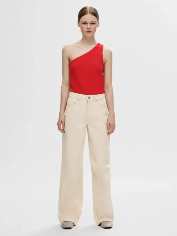 Toppe Og Bluser>SELECTED ÆRMELØS ONE-SHOULDER-TOP Red