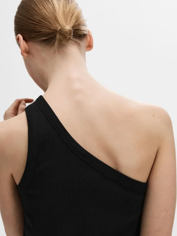 Toppe Og Bluser>SELECTED ÆRMELØS ONE-SHOULDER-TOP Black