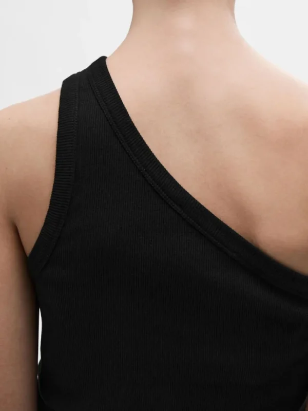 Toppe Og Bluser>SELECTED ÆRMELØS ONE-SHOULDER-TOP Black