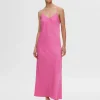 Kjoler>SELECTED ÆRMELØS SATIN MAXIKJOLE Pink