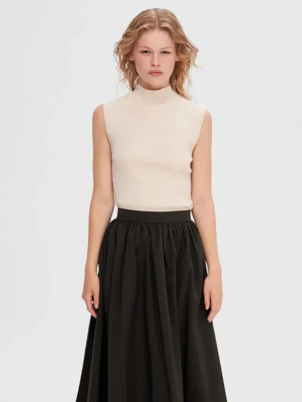 Strik>SELECTED ÆRMELØS STRIKKET TOP Beige