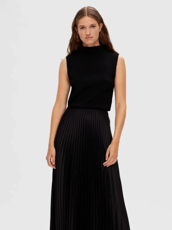 Strik>SELECTED ÆRMELØS STRIKKET TOP Black