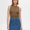Toppe Og Bluser | Strik>SELECTED ÆRMELØS STRIKKET TOP Brown