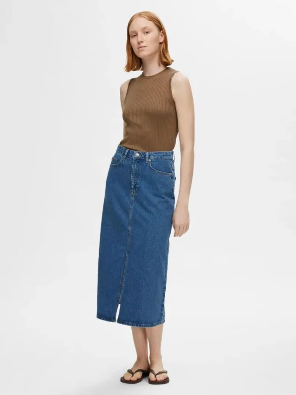 Toppe Og Bluser | Strik>SELECTED ÆRMELØS STRIKKET TOP Brown