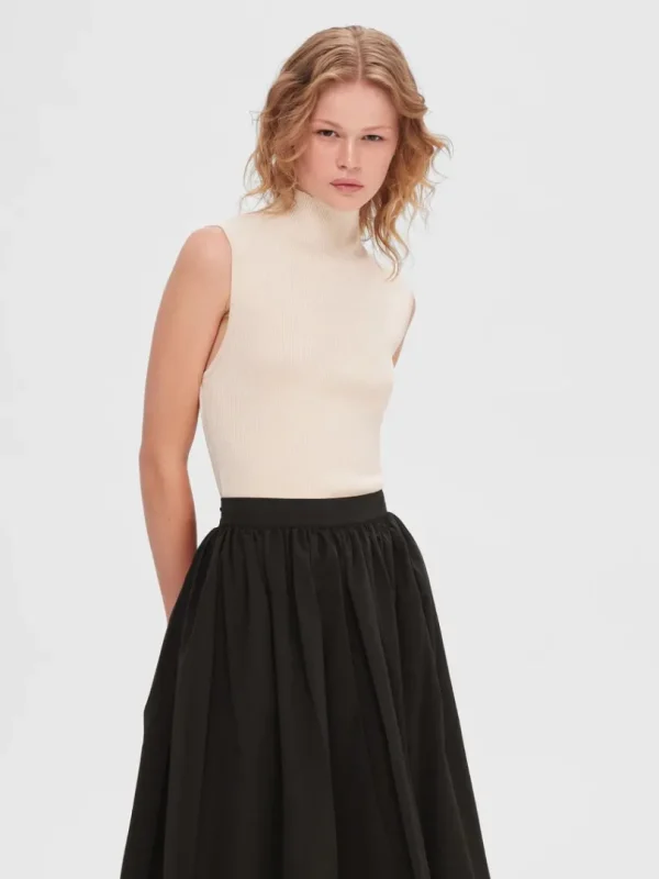 Strik>SELECTED ÆRMELØS STRIKKET TOP Beige