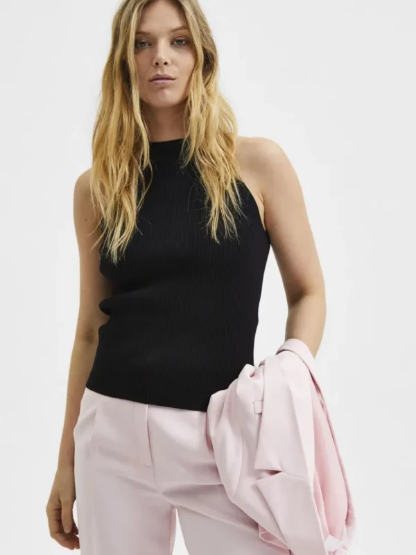 Toppe Og Bluser | Strik>SELECTED ÆRMELØS STRIKKET TOP Black