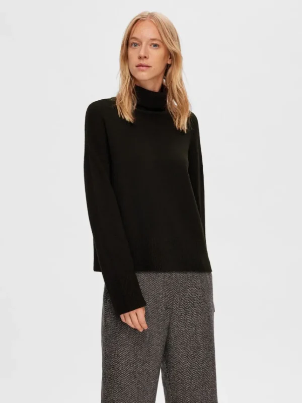 Strik>SELECTED RULLEKRAVE PULLOVER Black