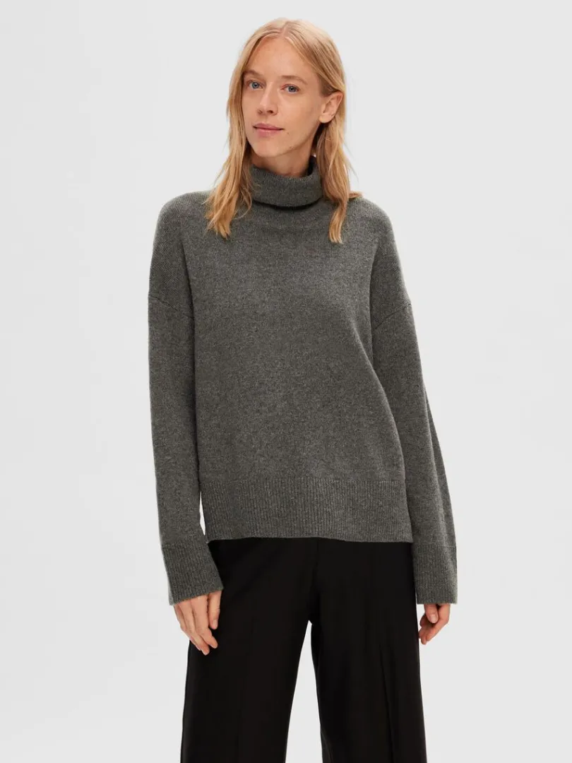 rullekrave_pullover_0-4.webp Strik>SELECTED RULLEKRAVE PULLOVER Grey