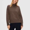 Strik>SELECTED RULLEKRAVE PULLOVER Brown