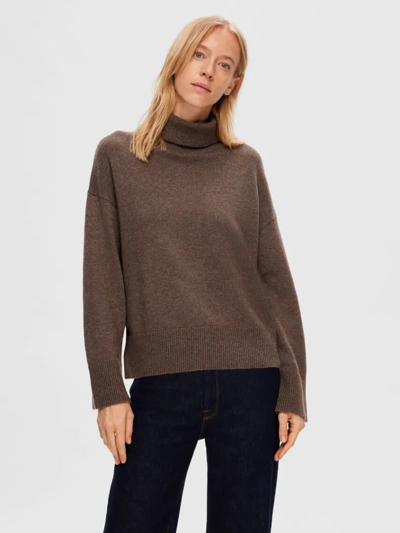 rullekrave_pullover_0-5.webp Strik>SELECTED RULLEKRAVE PULLOVER Brown