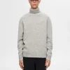Strik>SELECTED RULLEKRAVE PULLOVER Grey