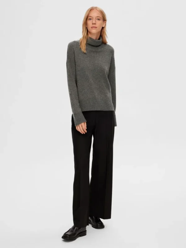 Strik>SELECTED RULLEKRAVE PULLOVER Grey